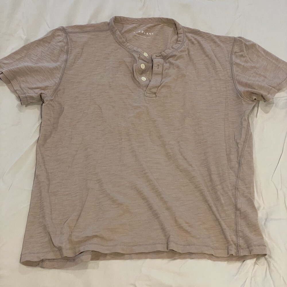 Everlane T-shirt medium light 100% cotton Henley